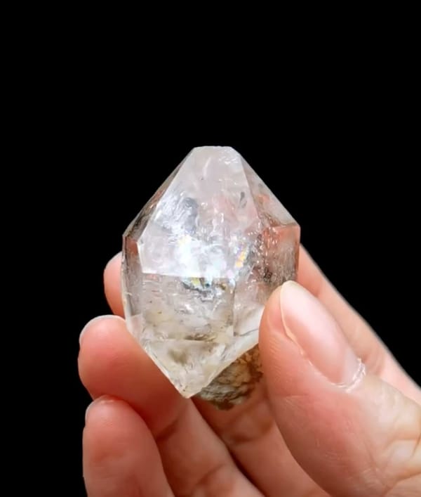 Complete front view of Double-Terminated Skeletal Quartz from Namibia