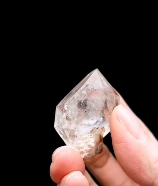 Complete side view of the exact Double-Terminated Skeletal Quartz from Namibia