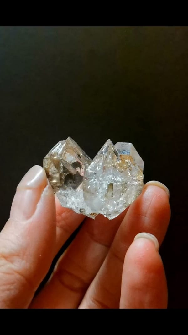 Complete front view of Miniature Bright Skeletal Quartz from Namibia