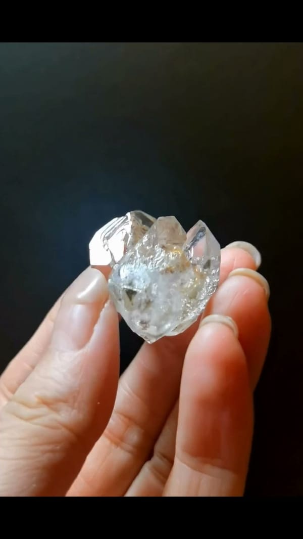 Complete side view of the exact Miniature Bright Skeletal Quartz from Namibia