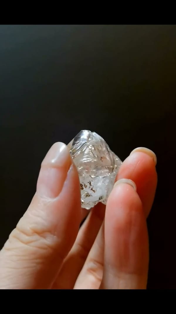 Complete underside view of the exact Miniature Bright Skeletal Quartz from Namibia