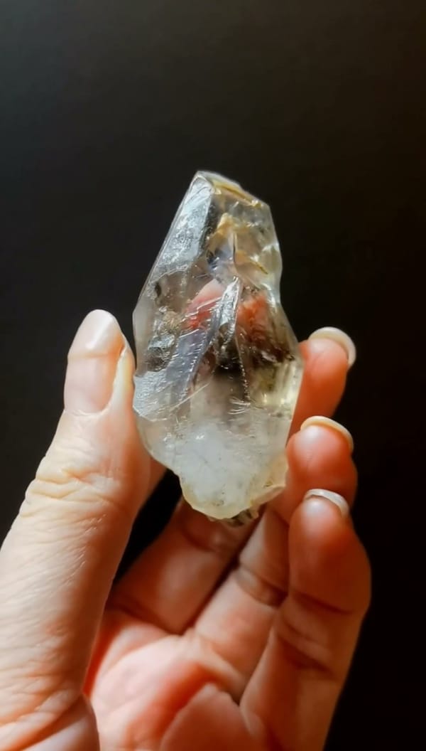 Complete side view of the exact Elongated Tea-Tinted Skeletal Quartz from Namibia