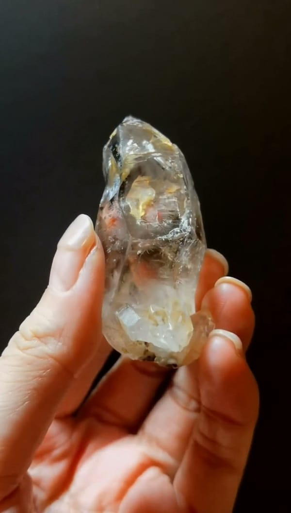 Complete reverse view of the exact Elongated Tea-Tinted Skeletal Quartz from Namibia