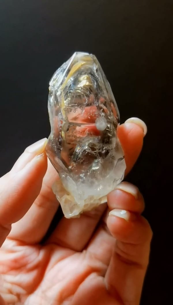 Complete underside view of the exact Elongated Tea-Tinted Skeletal Quartz from Namibia