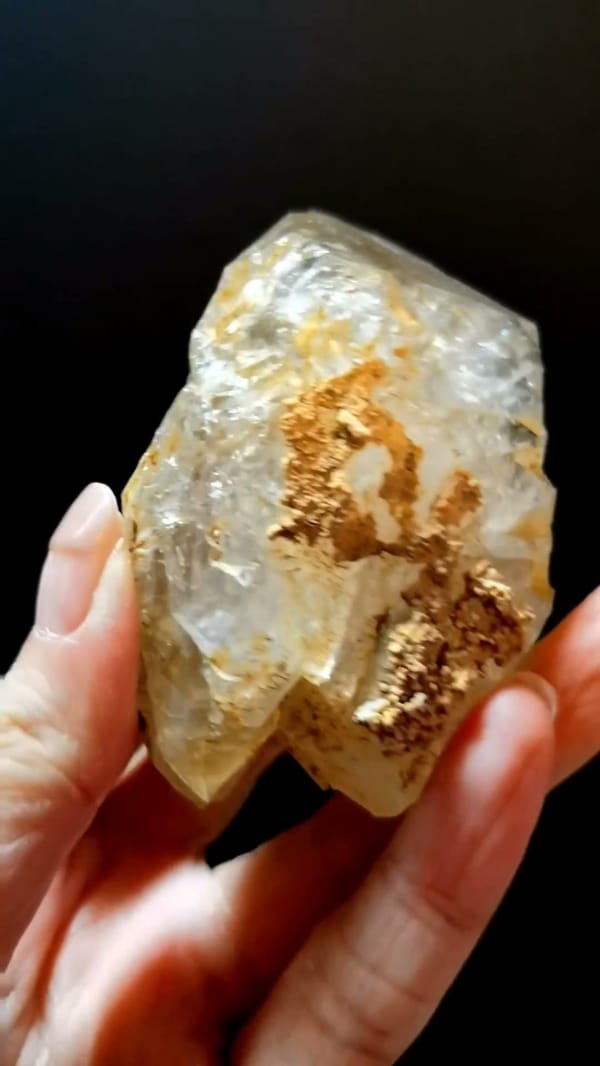 Complete reverse view of the exact Large Golden Skeletal Quartz from Pakistan