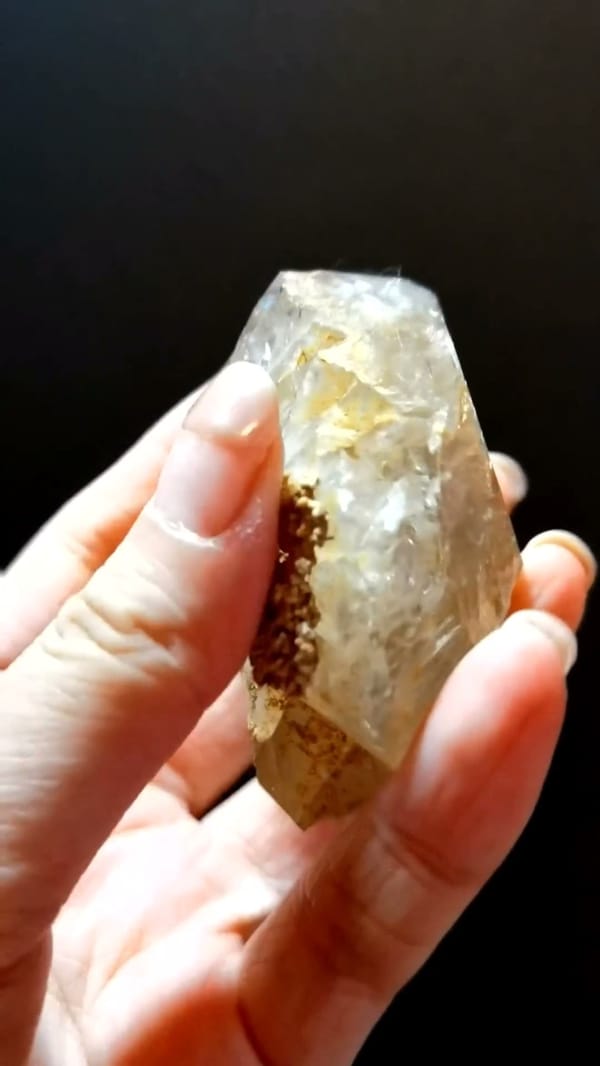 Complete underside view of the exact Large Golden Skeletal Quartz from Pakistan