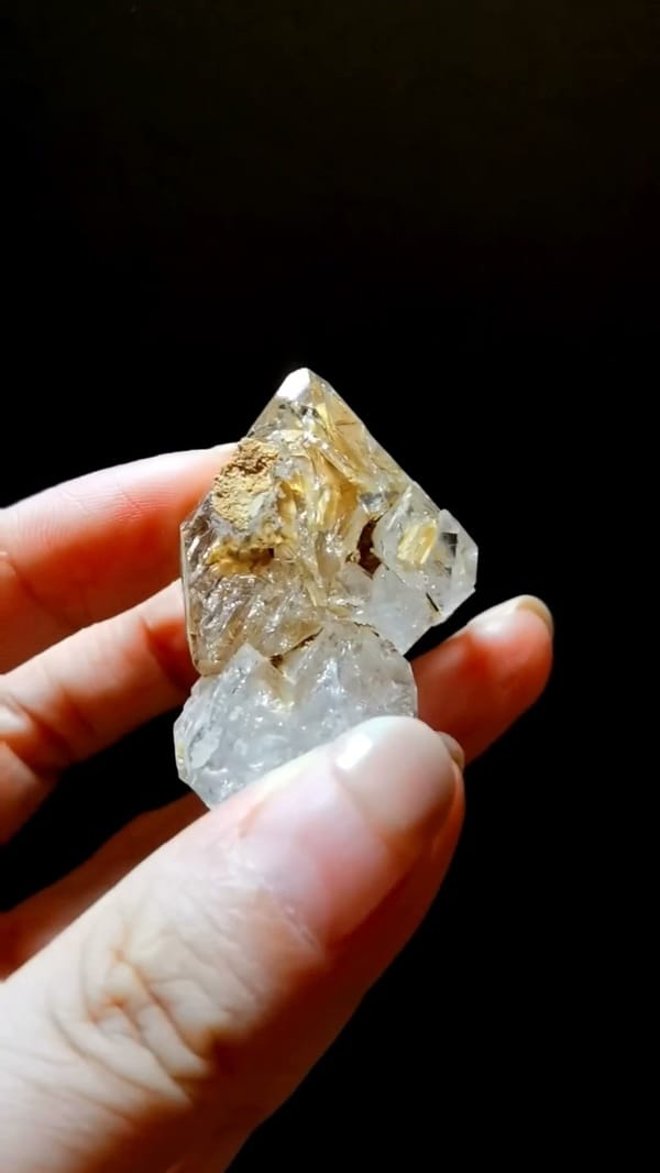 Complete side view of the exact Heart-Form Skeletal Quartz from Pakistan