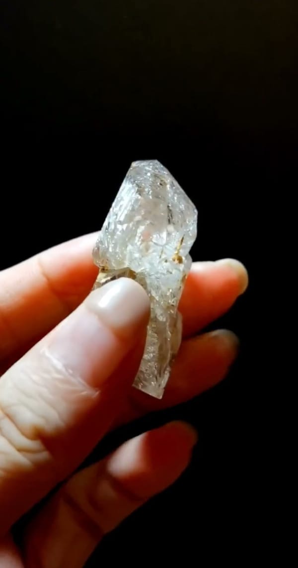 Complete reverse view of the exact Slender Golden Skeletal Quartz from Pakistan