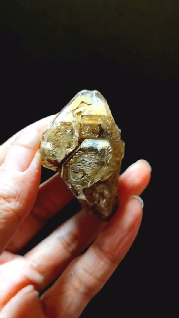 Complete front view of Golden Skeletal Quartz Cluster from Pakistan