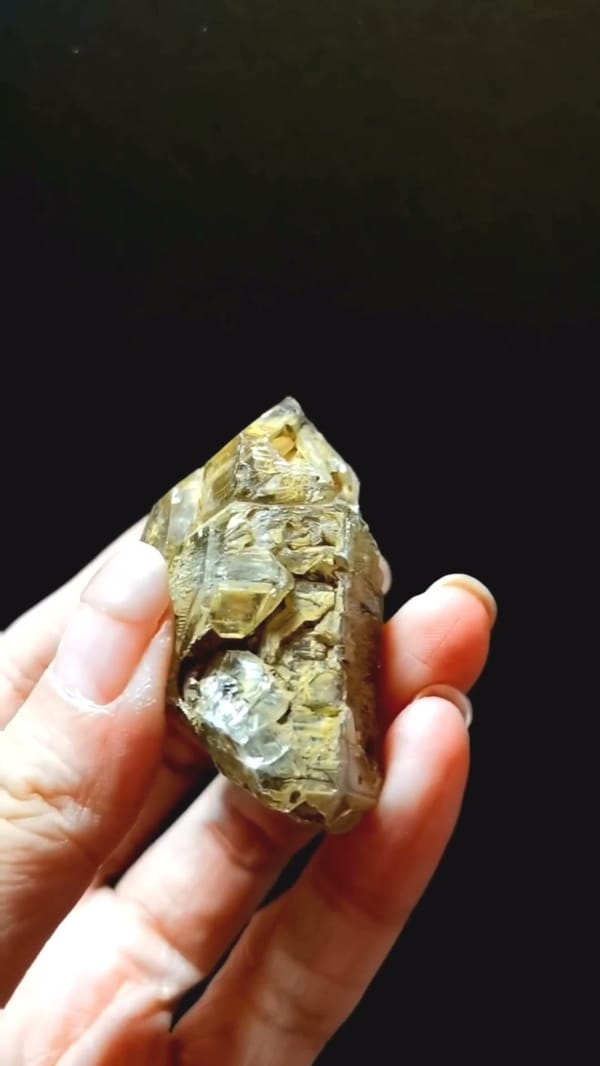 Complete side view of the exact Golden Skeletal Quartz Cluster from Pakistan