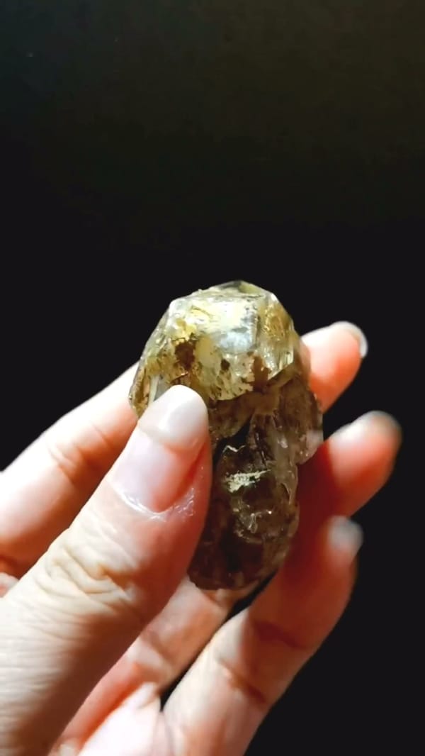 Complete underside view of the exact Golden Skeletal Quartz Cluster from Pakistan
