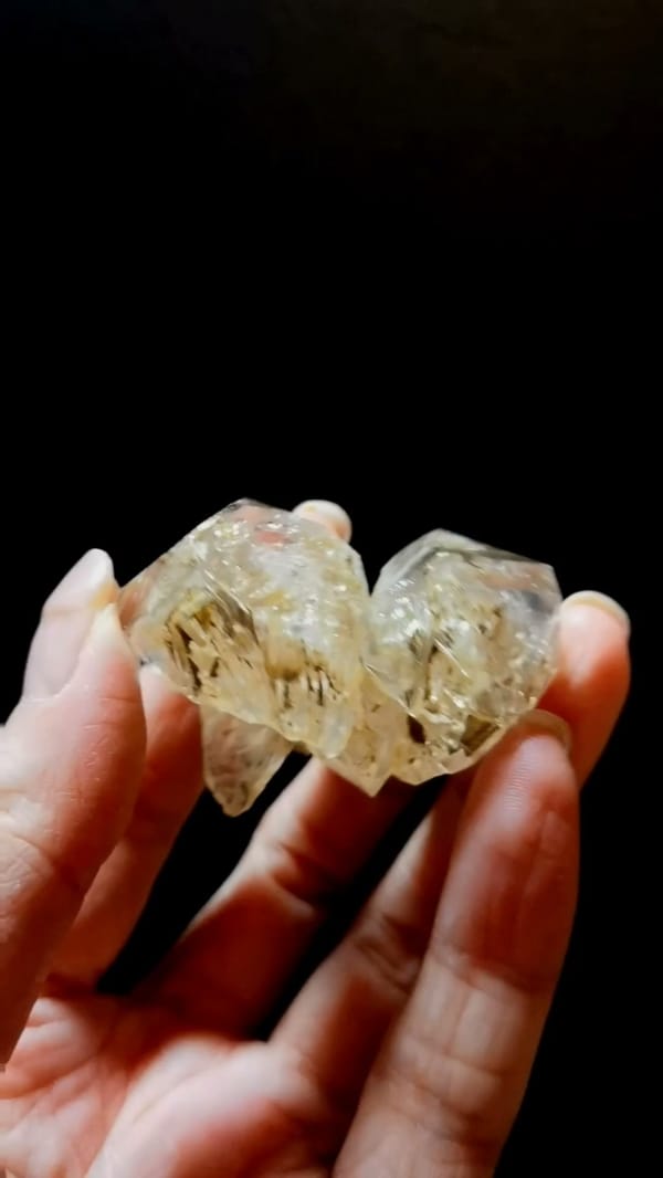 Complete side view of the exact Ochre Skeletal Quartz from Pakistan