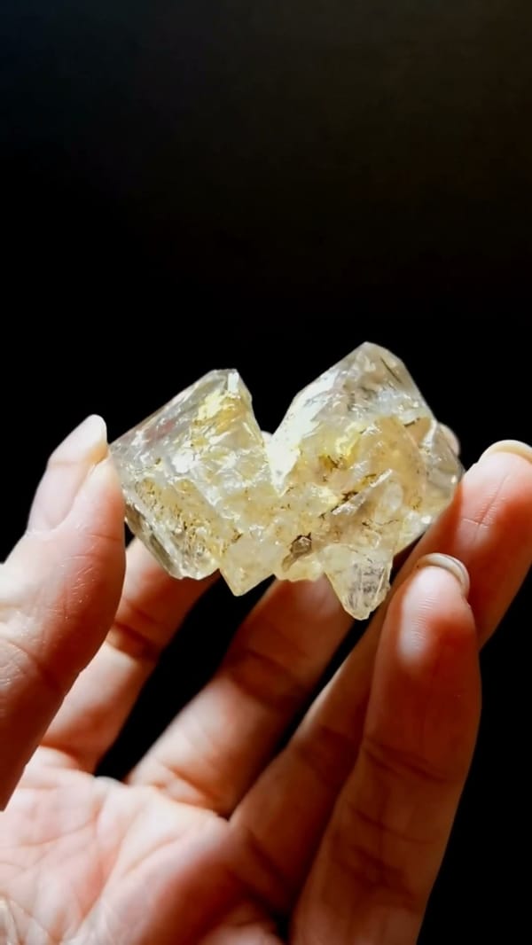 Complete underside view of the exact Ochre Skeletal Quartz from Pakistan