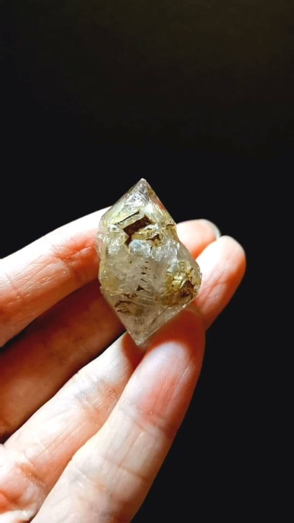 Complete front view of Compact Golden Skeletal Quartz from Pakistan