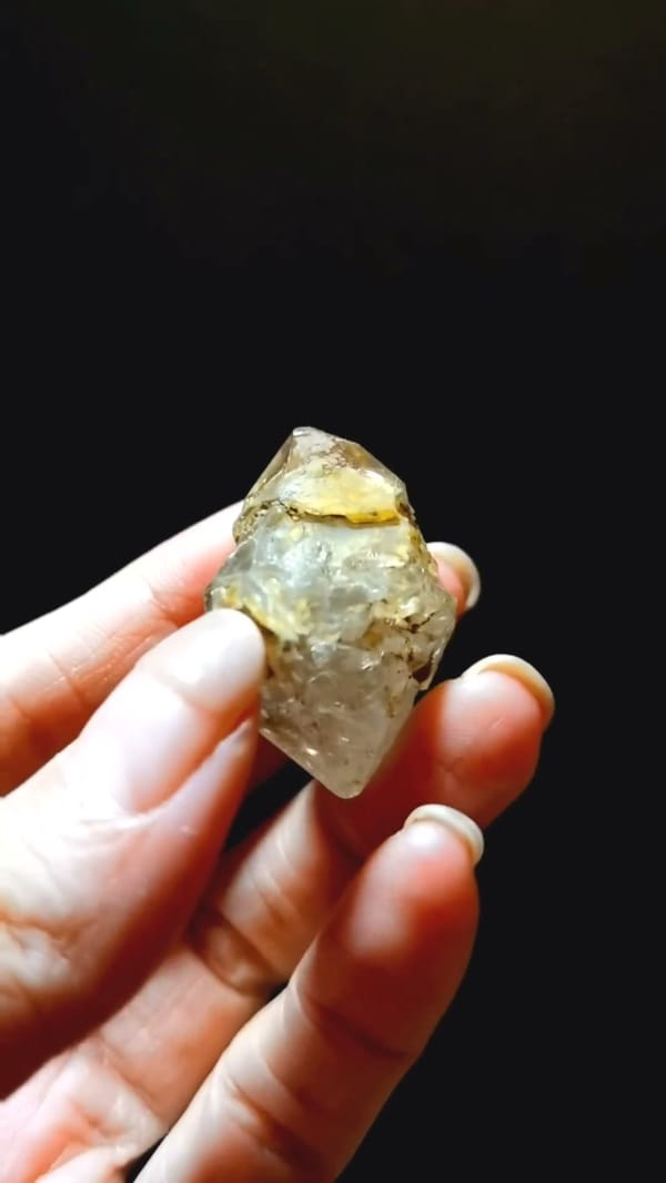 Complete side view of the exact Compact Golden Skeletal Quartz from Pakistan