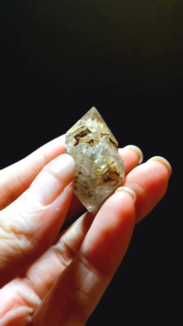 Complete underside view of the exact Compact Golden Skeletal Quartz from Pakistan