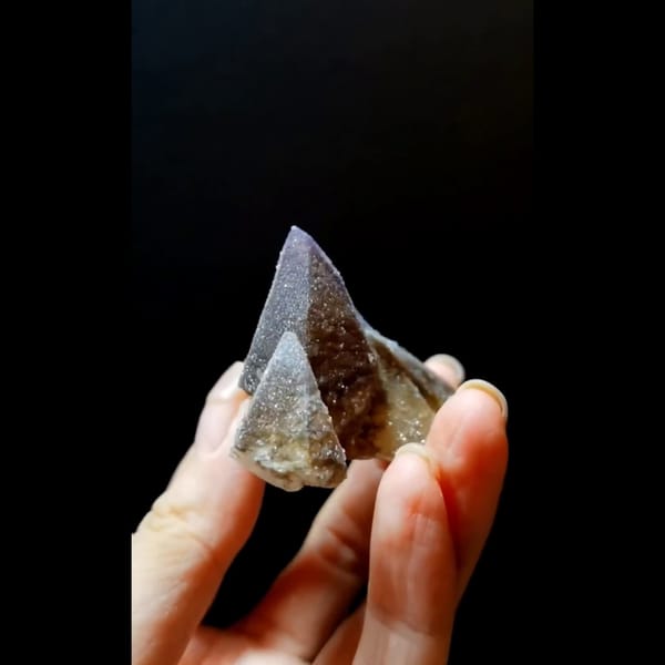 Pyramidal fluorite with dogtooth calcite from Guizhou — alternate view