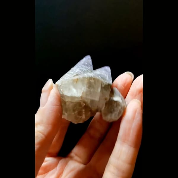 Pyramidal fluorite with dogtooth calcite from Guizhou — detail view