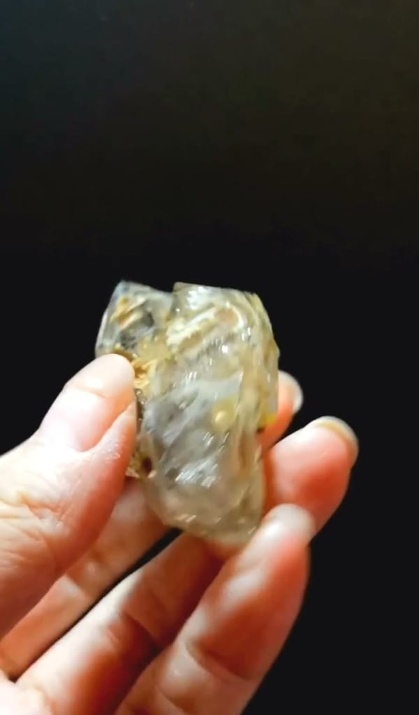 Complete underside view of the exact Double-Terminated Golden Skeletal Quartz from Pakistan