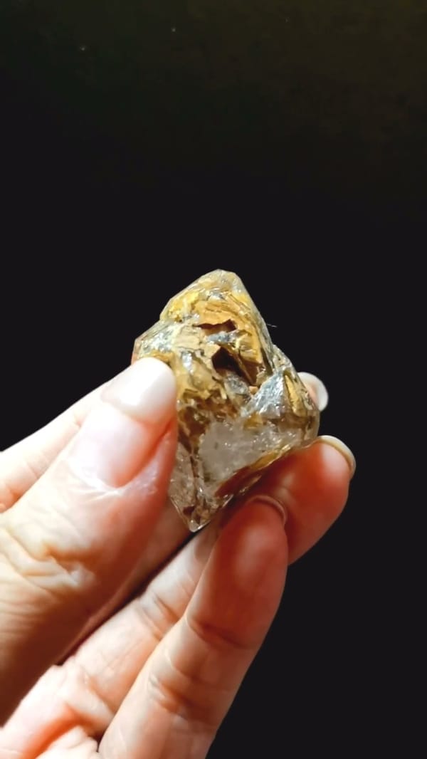 Complete reverse view of the exact Windowed Golden Skeletal Quartz from Pakistan