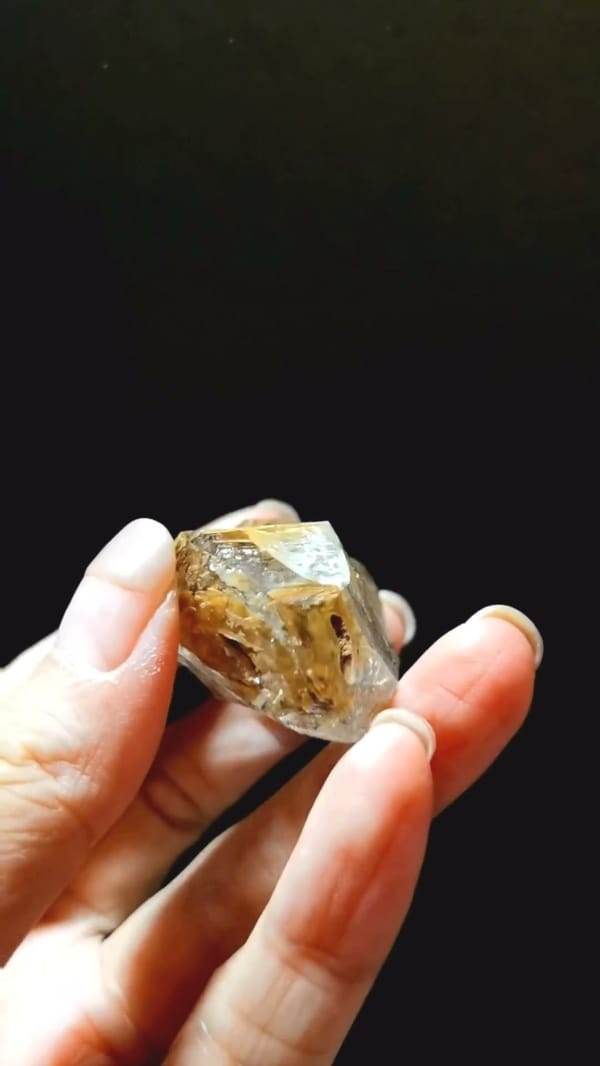 Complete underside view of the exact Windowed Golden Skeletal Quartz from Pakistan