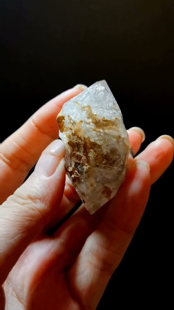 Complete underside view of the exact Earth-Toned Skeletal Quartz Point from Pakistan