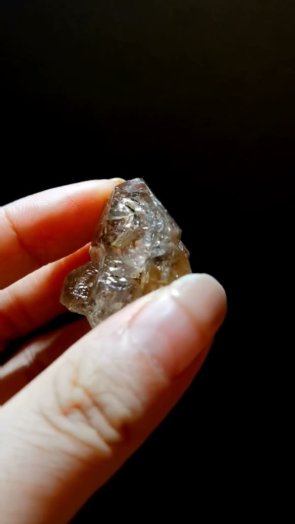 Complete reverse view of the exact Small Earth-Toned Skeletal Quartz from Pakistan