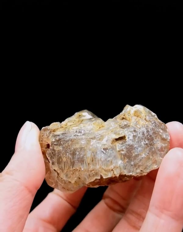 Complete reverse view of the exact Twin-Peak Golden Skeletal Quartz from Pakistan