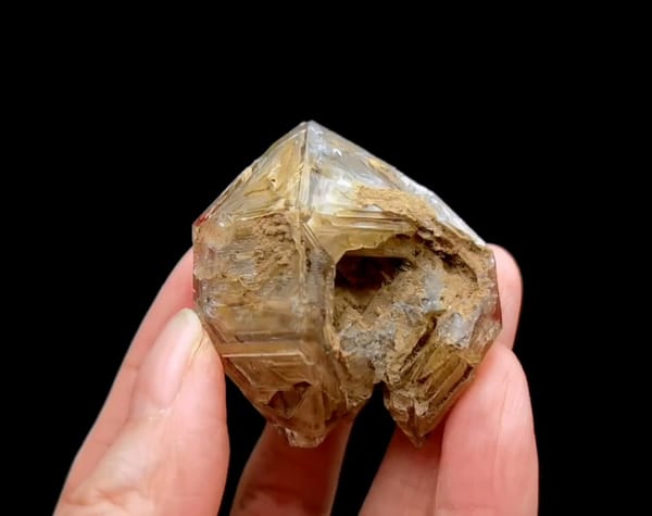Complete front view of Deep-Window Skeletal Quartz from Pakistan