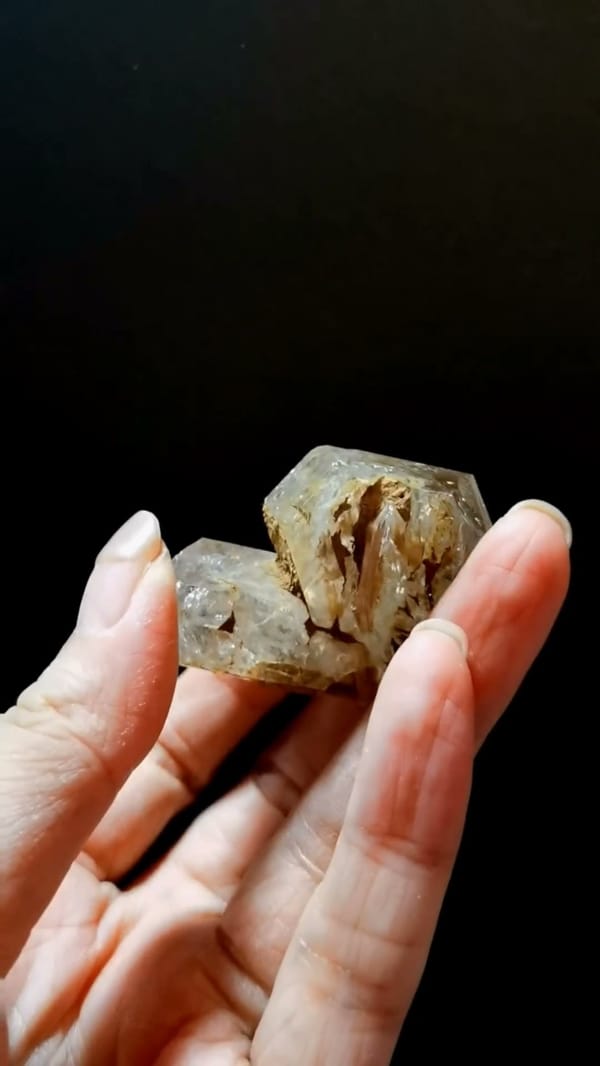 Complete underside view of the exact Paired Skeletal Quartz Cluster from Pakistan
