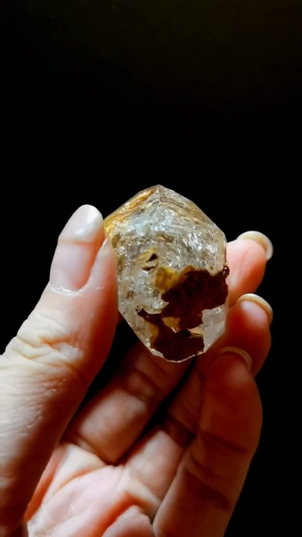 Complete reverse view of the exact Golden Windowed Skeletal Quartz from Pakistan