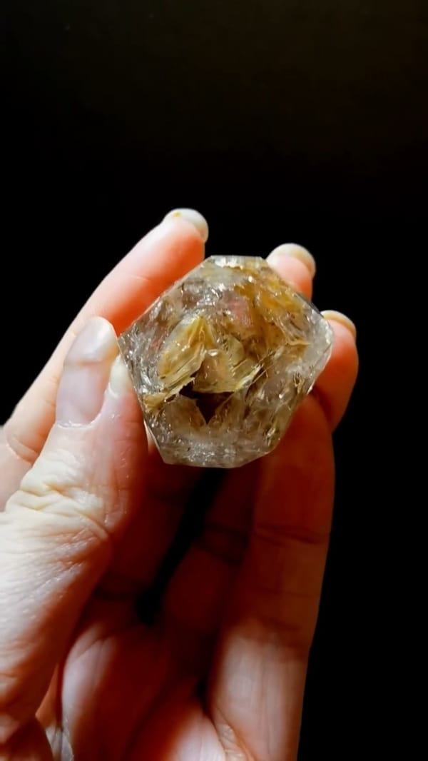 Complete underside view of the exact Golden Windowed Skeletal Quartz from Pakistan