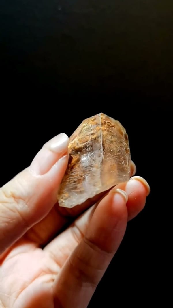Complete reverse view of the exact Red-Earth Deep-Window Skeletal Quartz from Madagascar