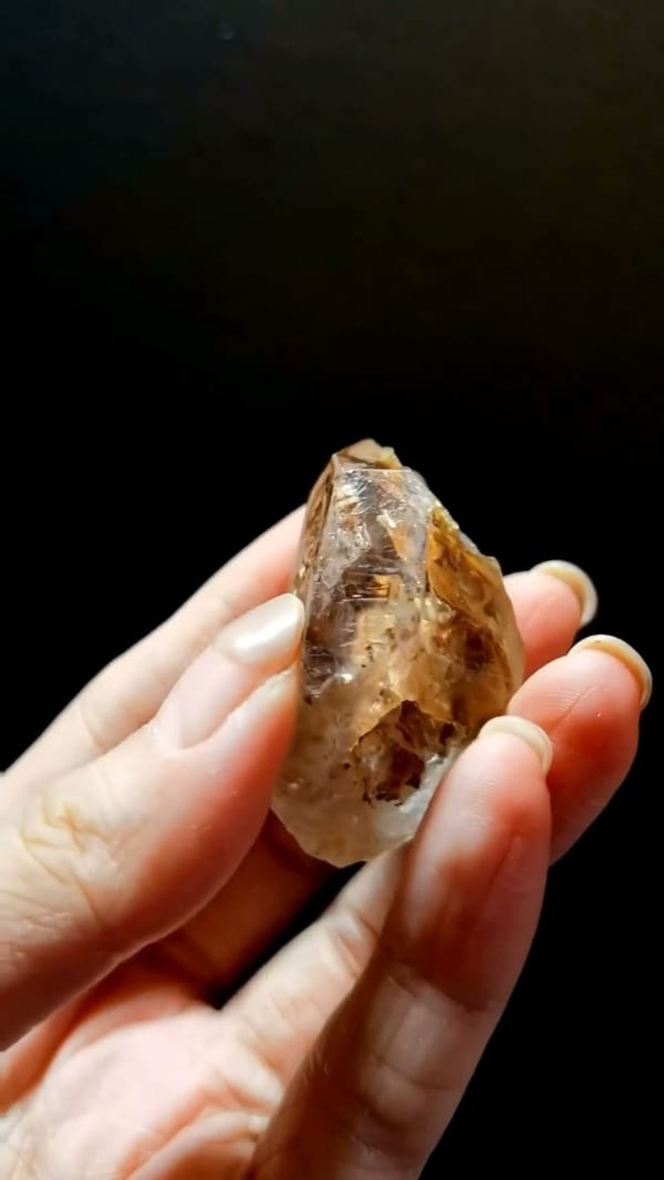 Complete underside view of the exact Red-Earth Deep-Window Skeletal Quartz from Madagascar