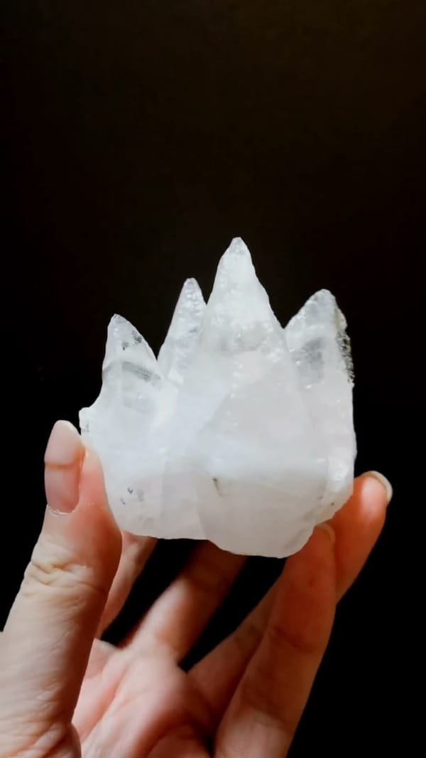 Complete side view of the exact Ice-Clear Dogtooth Calcite Cluster from Hunan