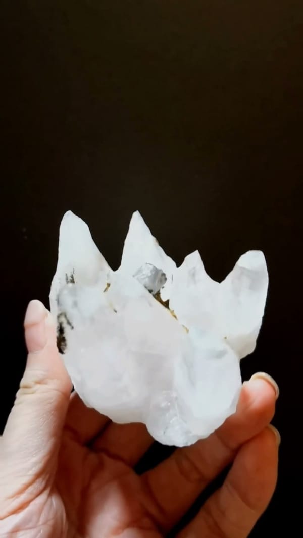Complete reverse view of the exact Ice-Clear Dogtooth Calcite Cluster from Hunan