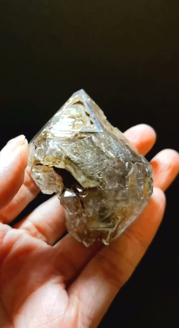 Complete front view of Rainbow Skeletal Quartz Point from Pakistan