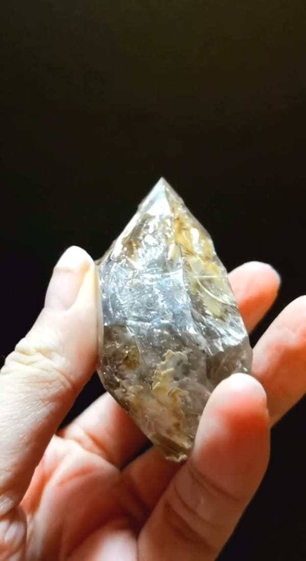 Complete side view of the exact Rainbow Skeletal Quartz Point from Pakistan