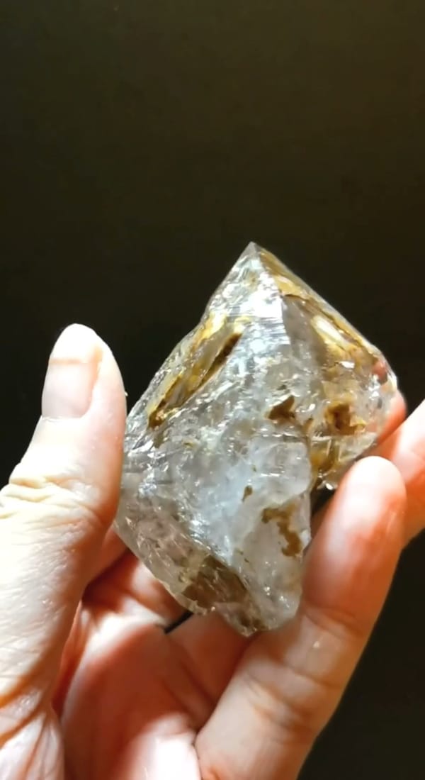 Complete reverse view of the exact Rainbow Skeletal Quartz Point from Pakistan