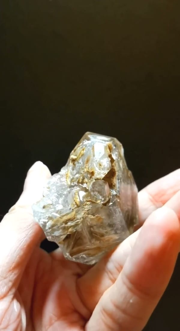 Complete underside view of the exact Rainbow Skeletal Quartz Point from Pakistan
