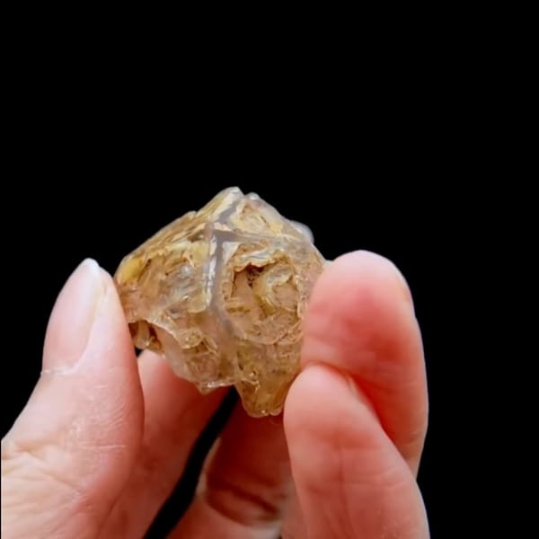 Windowed skeletal quartz from Pakistan — detail view