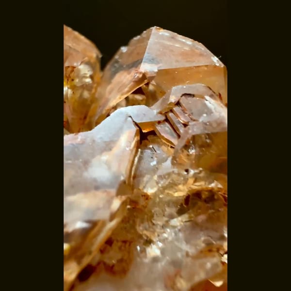 Glossy red clay skeletal quartz from Madagascar — detail view