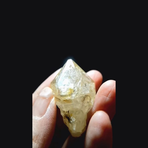 Icy snowy skeletal quartz from Pakistan — detail view