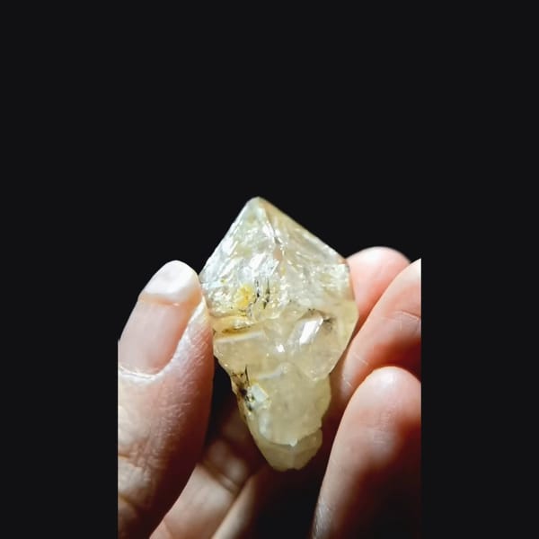 Icy snowy skeletal quartz from Pakistan — detail view