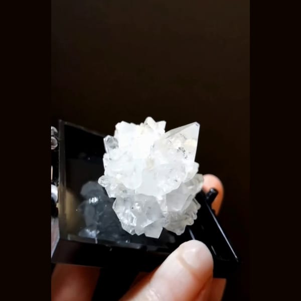 Sparkling diamond apophyllite cluster from India — detail view