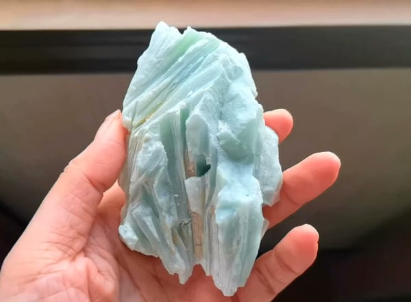 Complete front view of Pale Blue Amazonite Rough Specimen