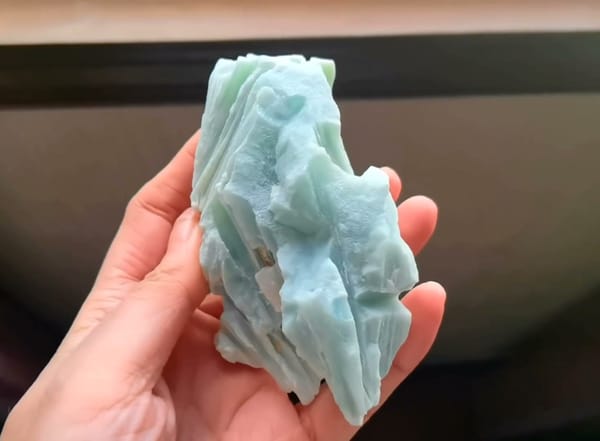 Complete side view of the exact Pale Blue Amazonite Rough Specimen