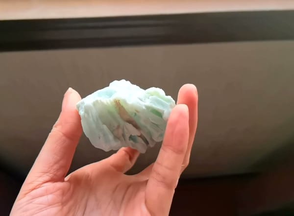 Complete underside view of the exact Pale Blue Amazonite Rough Specimen