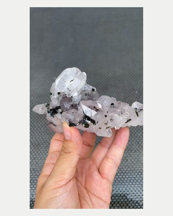 Complete front view of garden quartz crystal cluster