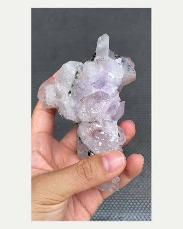 Complete reverse view of garden quartz crystal cluster